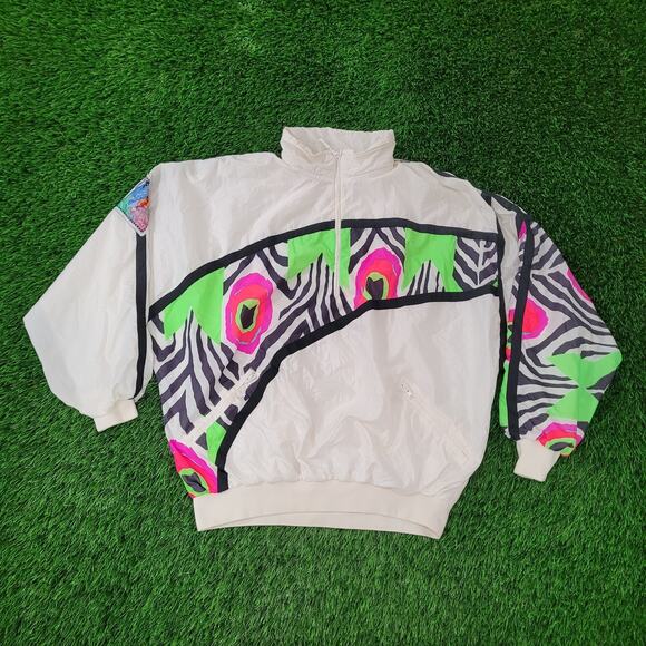 Vintage Hotdogger Colorful Windbreaker Jacket Womens XL 29x27 Baggy Oversized - Picture 1 of 15